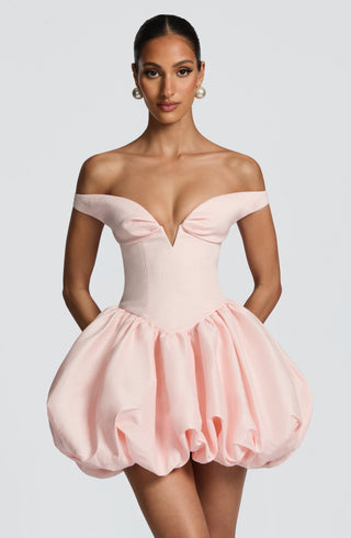 S.M Eileen Mini Dress Textured Taffeta Sweetheart Neckline Blush