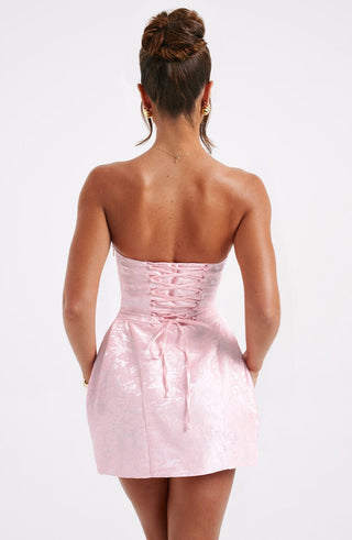 K.Y Elenora Mini Dress Floral Jacquard Blush