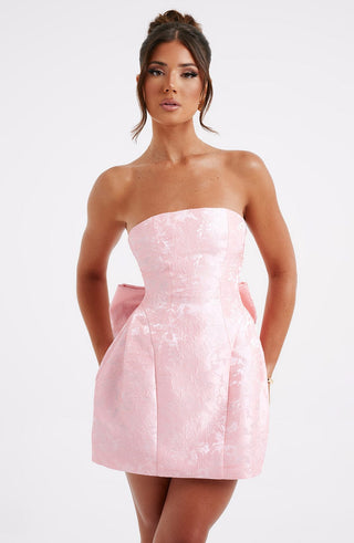 K.Y Elenora Mini Dress Floral Jacquard Blush