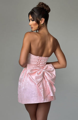 K.Y Elenora Mini Dress Floral Jacquard Blush