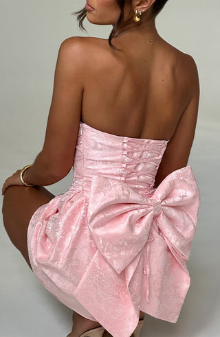 K.Y Elenora Mini Dress Floral Jacquard Blush