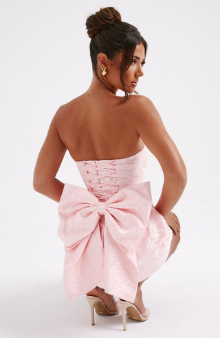K.Y Elenora Mini Dress Floral Jacquard Blush