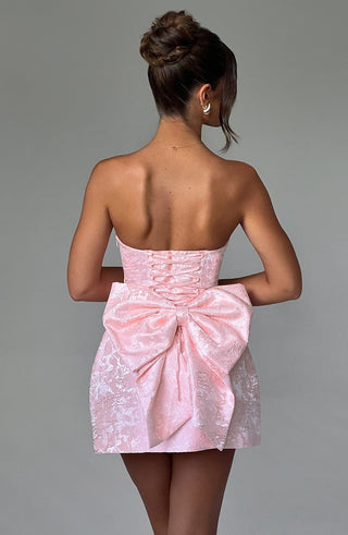 K.Y Elenora Mini Dress Floral Jacquard Blush