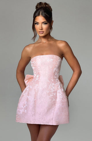 K.Y Elenora Mini Dress Floral Jacquard Blush