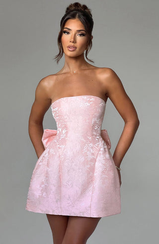 K.Y Elenora Mini Dress Floral Jacquard Blush