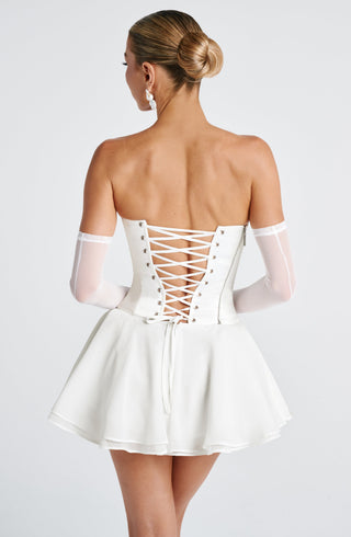 L.F Eli Mesh Elbow-Length Formal Gloves Ivory
