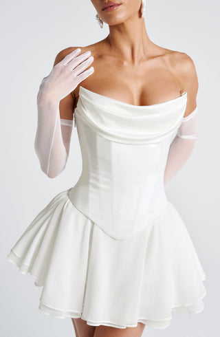 L.F Eli Mesh Elbow-Length Formal Gloves Ivory