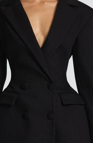 S.M Elvira Mini Dress Suiting Tailored Double-Breasted Black