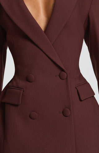 S.M Elvira Mini Dress Non-Stretch Suiting Plum Brown