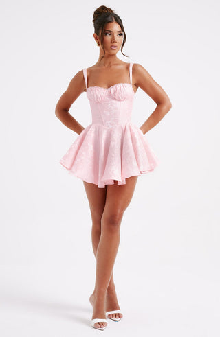R.F Emelie Playsuit Floral Jacquard Underwired Balconette Bust Mini Blush