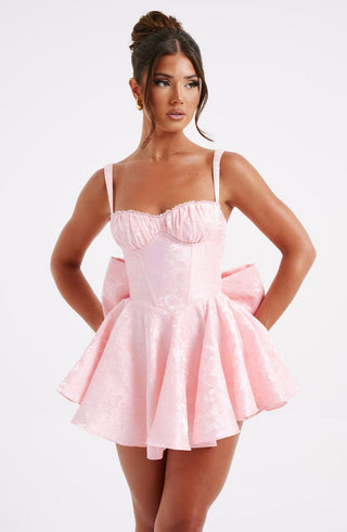 R.F Emelie Playsuit Floral Jacquard Underwired Balconette Bust Mini Blush