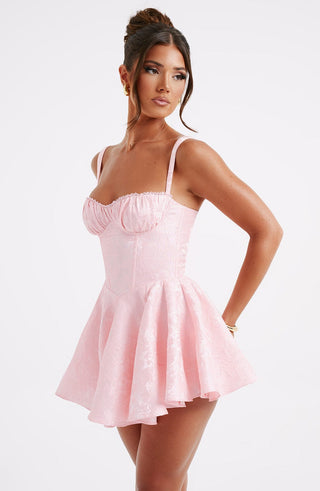 R.F Emelie Playsuit Floral Jacquard Underwired Balconette Bust Mini Blush