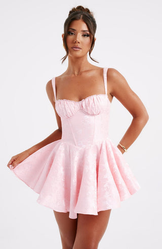 R.F Emelie Playsuit Floral Jacquard Underwired Balconette Bust Mini Blush