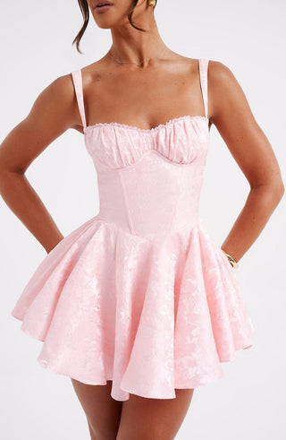 R.F Emelie Playsuit Floral Jacquard Underwired Balconette Bust Mini Blush