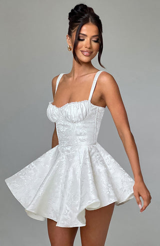 R.F Emelie Playsuit Floral Jacquard Balconette Bust Ivory