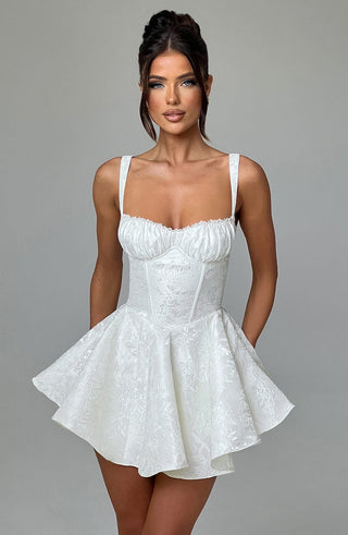 R.F Emelie Playsuit Floral Jacquard Balconette Bust Ivory