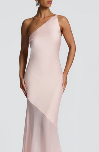M.T Fable Gown Maxi Dress Satin Chiffon Blush