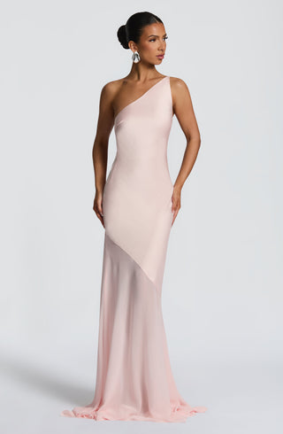 M.T Fable Gown Maxi Dress Satin Chiffon Blush
