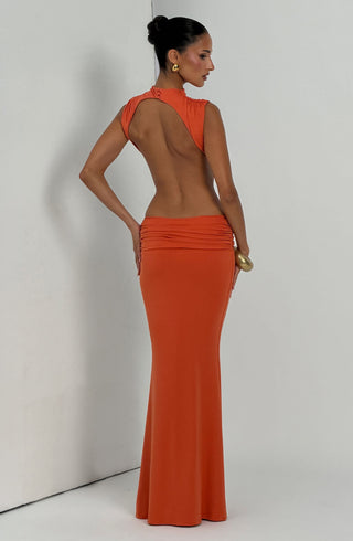 L.F Fenella Maxi Dress Double Layer Modal Jersey Burnt Orange