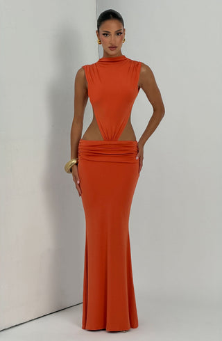 L.F Fenella Maxi Dress Double Layer Modal Jersey Burnt Orange