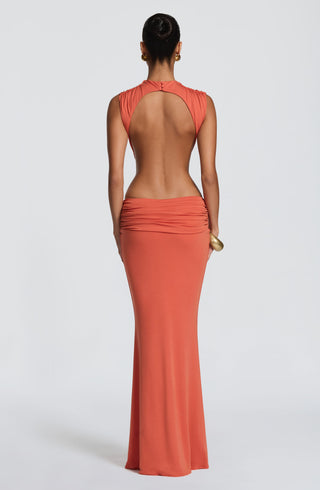 L.F Fenella Maxi Dress Double Layer Modal Jersey Burnt Orange