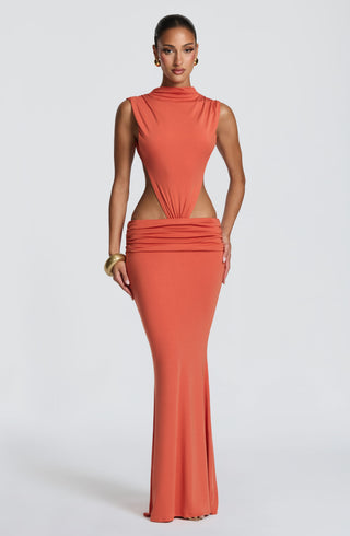 L.F Fenella Maxi Dress Double Layer Modal Jersey Burnt Orange