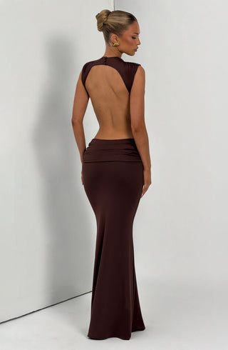 L.F Fenella Maxi Dress Double-Layer Modal Jersey Plum Brown