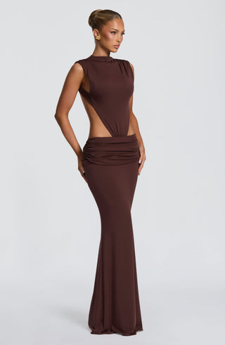 L.F Fenella Maxi Dress Double-Layer Modal Jersey Plum Brown