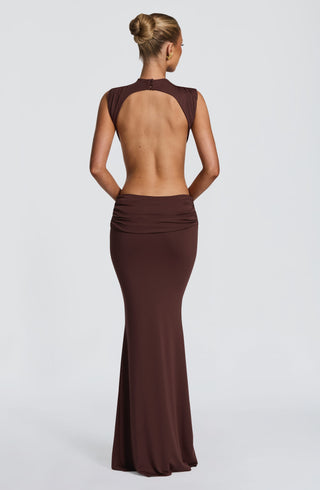 L.F Fenella Maxi Dress Double-Layer Modal Jersey Plum Brown