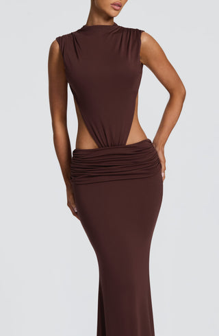 L.F Fenella Maxi Dress Double-Layer Modal Jersey Plum Brown