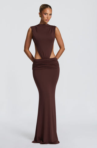 L.F Fenella Maxi Dress Double-Layer Modal Jersey Plum Brown