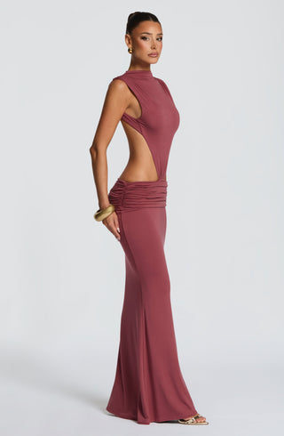 L.F Fenella Maxi Dress Modal Jersey Backless Rose Brown