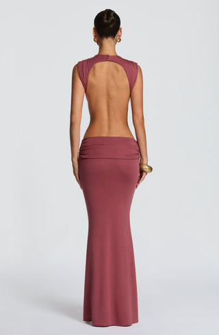 L.F Fenella Maxi Dress Modal Jersey Backless Rose Brown