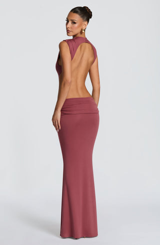 L.F Fenella Maxi Dress Modal Jersey Backless Rose Brown