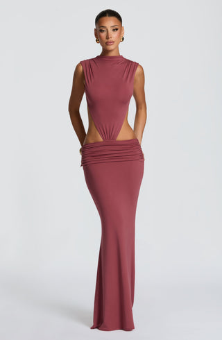 L.F Fenella Maxi Dress Modal Jersey Backless Rose Brown