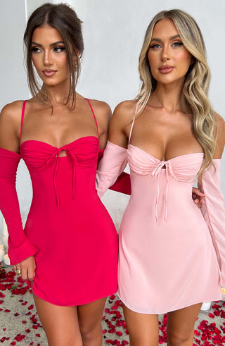 L.F Fiona Mini Dress Luxury Georgette Satin Blush