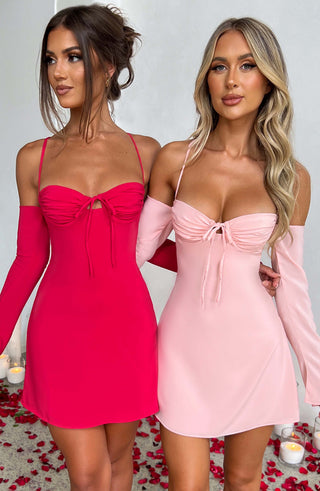 L.F Fiona Mini Dress Luxury Georgette Satin Blush