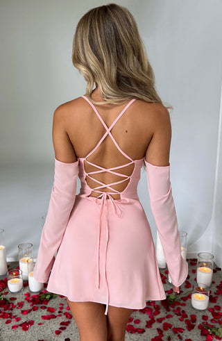 L.F Fiona Mini Dress Luxury Georgette Satin Blush