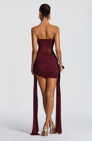 DIA Fiorella Mini Dress Strapless Bodycon Cherry Lacquer