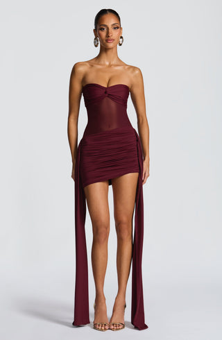 DIA Fiorella Mini Dress Strapless Bodycon Cherry Lacquer