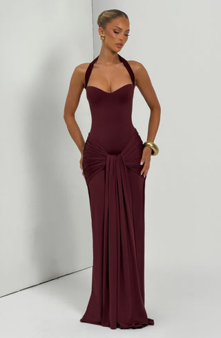 R.F Gia Maxi Dress Cherry Lacquer Slinky Jersey