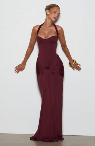 R.F Gia Maxi Dress Cherry Lacquer Slinky Jersey