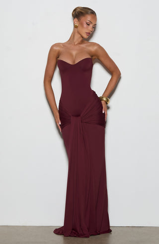 R.F Gia Maxi Dress Cherry Lacquer Slinky Jersey