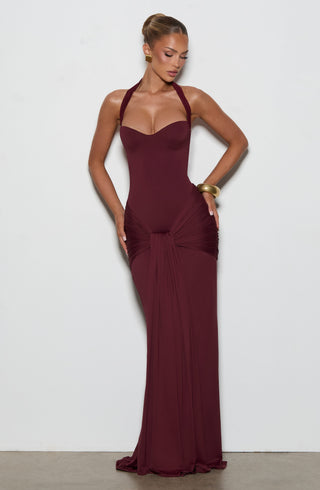 R.F Gia Maxi Dress Cherry Lacquer Slinky Jersey