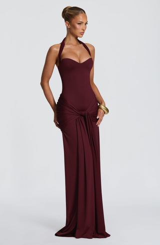 R.F Gia Maxi Dress Cherry Lacquer Slinky Jersey