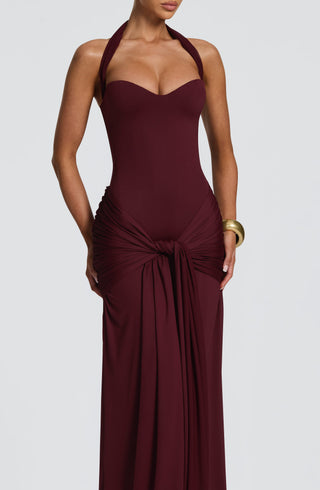 R.F Gia Maxi Dress Cherry Lacquer Slinky Jersey