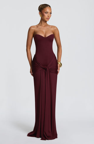 R.F Gia Maxi Dress Cherry Lacquer Slinky Jersey