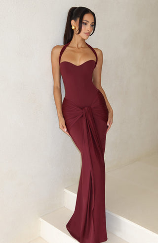 R.F Gia Maxi Dress Cherry Lacquer Slinky Jersey