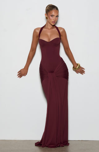 R.F Gia Maxi Dress Cherry Lacquer Slinky Jersey