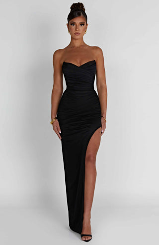 C.F Giovanna Maxi Dress Corset Stretch Mesh Black